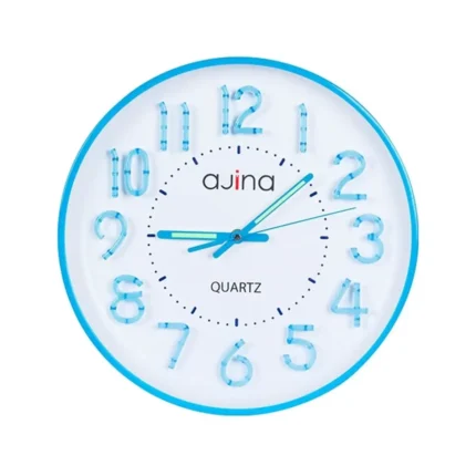 Ajina Maple Digit Wall Clock-Blue (Round)