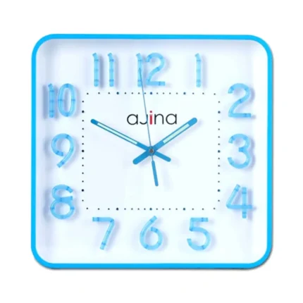Ajina Maple Digit Wall Clock-Blue (Square)
