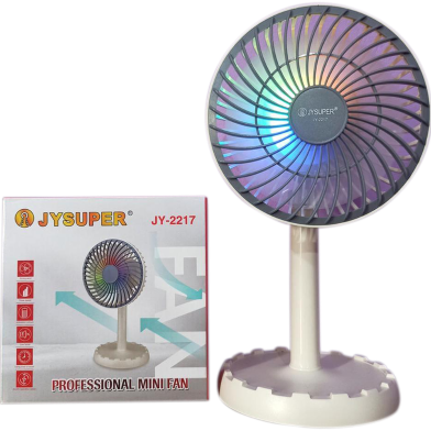 JY Super Professional RGB Rechargeable Portable Mini Table Fan | JY-2217