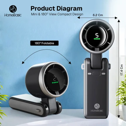 Turbo Frost Mini Portable Fan – Powerful Rechargeable USB Fan with 100 Speeds & Digital Display